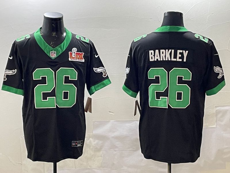 Men Philadelphia Eagles #26 Barkley Black three generations Throwback 2025 Nike Vapor Limited NFL Jersey style 3
